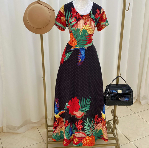 Imagem 1 de 8 de Vestido Rodado Longo Florido