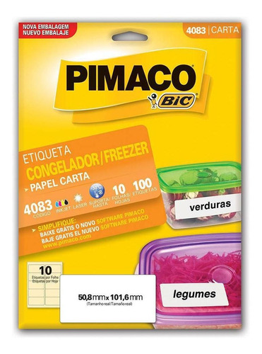 Etiqueta Pimaco Carta Freezer 4083 010 Folhas 26 Cartelas