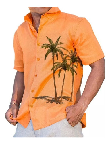 Camisa Hawaiana Moda Casual Estilo Slim Fit Para Hombre