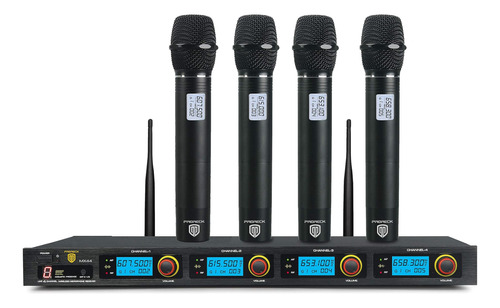 Proreck Mx44 Sistema De Micrófono Inalámbrico Uhf De 4 Canal