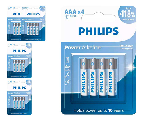20 Pilhas Alcalinas Aaa Philips (5  Cart)