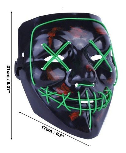 Imagen 5 de 10 de Máscara Luz Led La Purga Halloween The Purge Colores Calidad