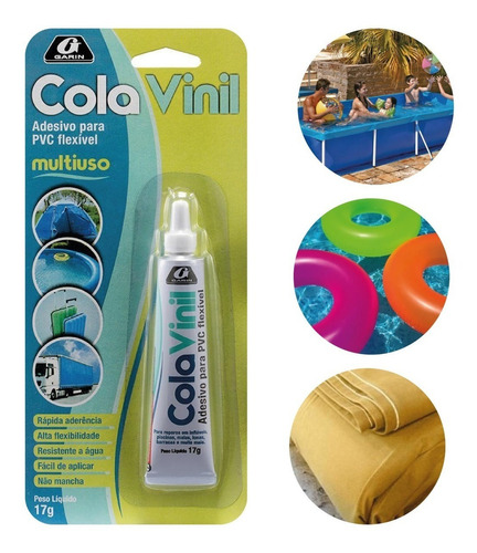 Cola Cola para PVC Vinil Piscina Boia Garin 17g Cola para Vinil Garin Cola para PVC Vinil Piscina Boia Garin 17g