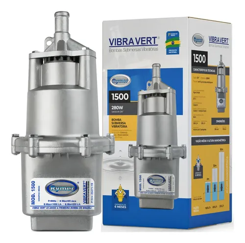 Bomba Submersa P/poço 220v Vibra Vert Rymer 1500 Cinza 220v