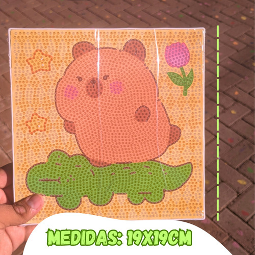 Kit Quadro Pintura Pedrinhas Capivara Diamante 5d Colar