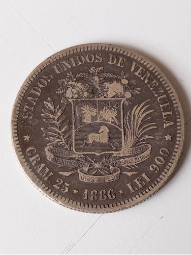 Moneda De 5 Bs Fuerte 1886
