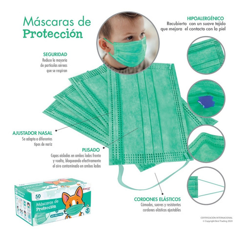 Imagen 6 de 9 de Cubrebocas Tricapa De Niños Tapabocas Termosellado Infantil