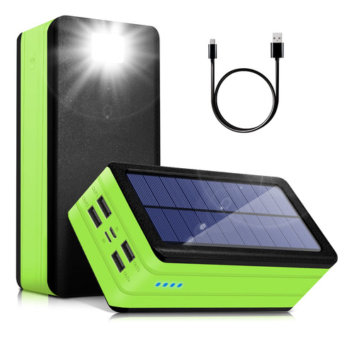 Banco De Energía Solar 50000 Mah Cargador Teléfono Verde