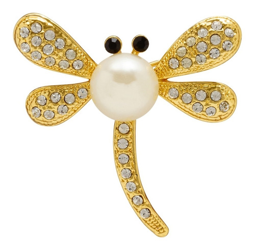 Broche Strass E Pérola Libélula Brg0065