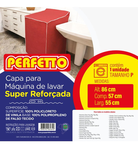 Capa Para Maquina De Lavar Perfetto Reforcada   P  0464