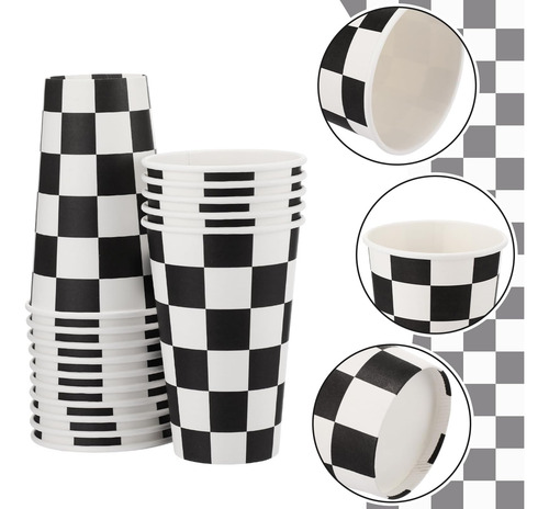Layhit 100 Piezas Vasos Desechables A Cuadros De 16 Oz Tazas
