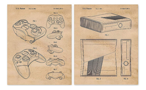 Vintage Xbox Game Devices - Poster De Arte Con Patente  Jue
