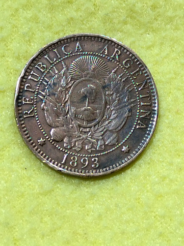 Moneda Dos Centavos Argentina Año 1893