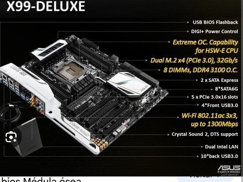 Mother Board Asus Socket X99 Intel. White