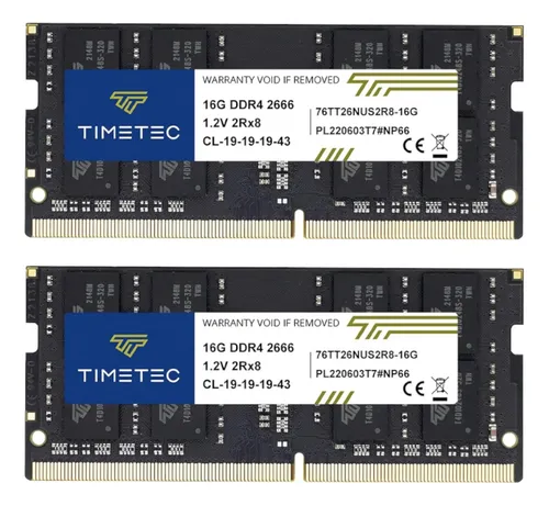 Memorias Ram Ddr4 Portatil 32 Gb 2 X 16 Sodimm 2666 Mhz 32gb