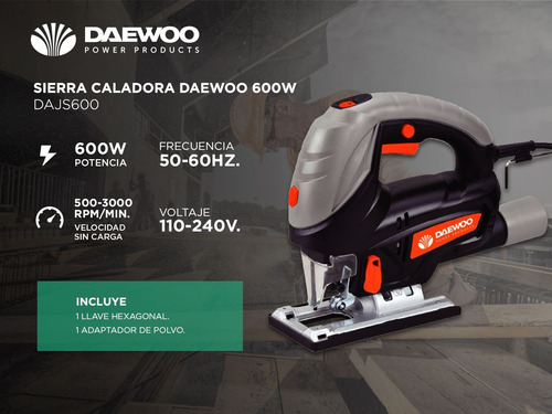 Imagen 3 de 8 de Sierra Caladora Daewoo Profesional Vel Variable 600w 3000rpm