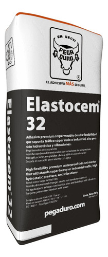 Adhesivo Impermeable Elastocem 32 Pegaduro 20kg 