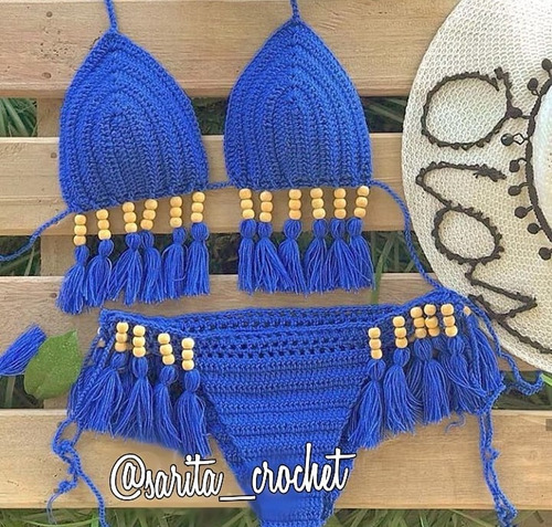 Traje De Baño Tejido A Crochet Bikini Bronceo | sin