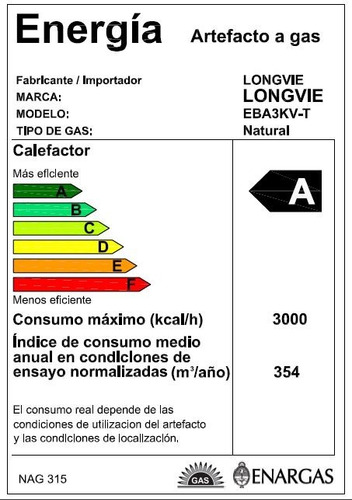 Imagen 2 de 2 de Calefactor T Balanceado Longvie Eba3kvt 3000cal Premium Viso