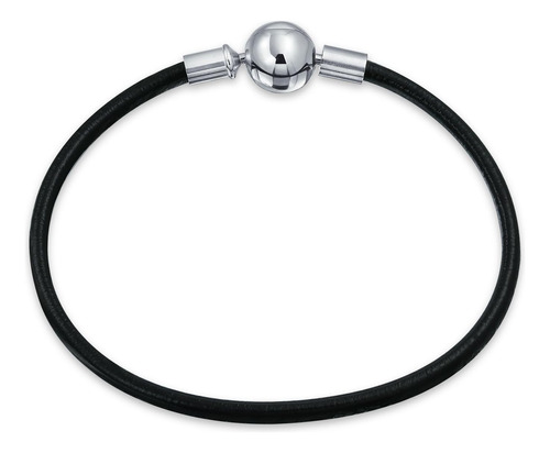 Starter Pulsera De Cuero Genuino Negro Para Mujeres Adolesce