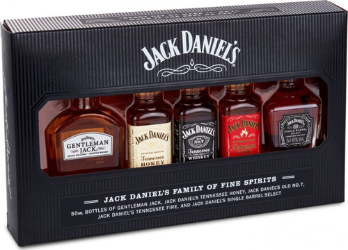 Set Jack Daniels Whisky Family 5 Miniaturas De 50cc 