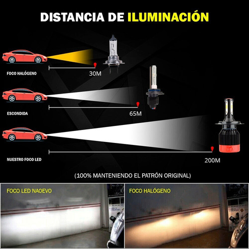 Focos Led Base 9007 De 9000lm K2 Naoled