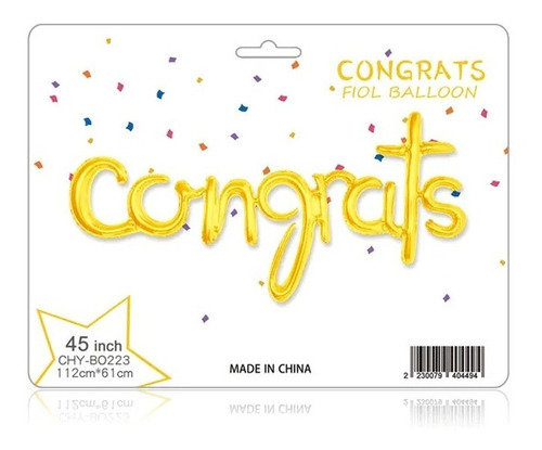 1 Globo De Graduación Congrats Dorado