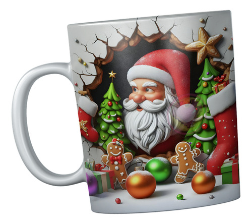 Taza Santa Claus Y Juguetes Efecto 3d Regalo Navideño