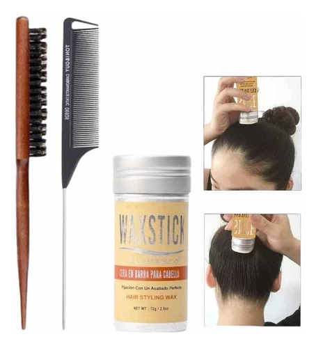 Kit Para Peinado De Cabello, Cera En Barra, Cepillo Y Peine