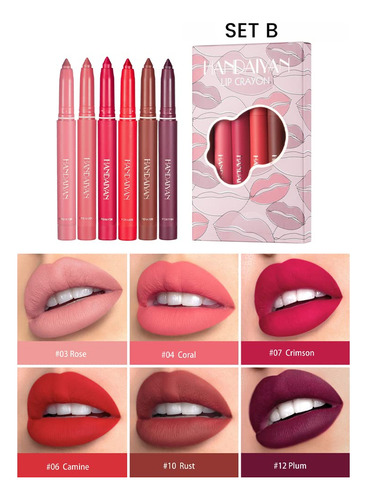 Juego De Lápiz Labial De 12 Colores, Lápiz Labial Mate Que N
