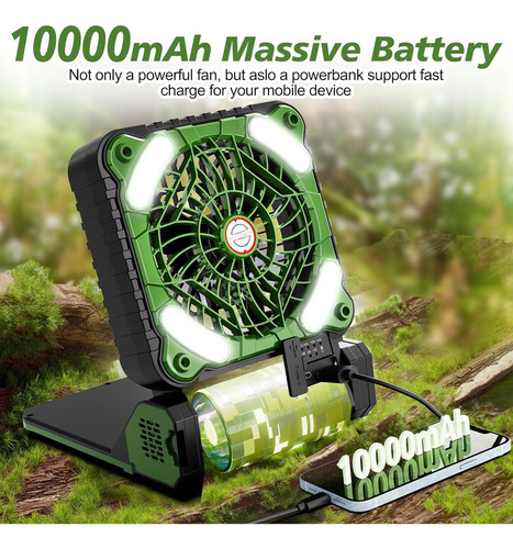 S Ventilador Solar De Camping Recargable Con Linterna Led