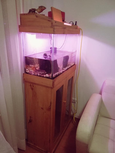 Mueble De Pecera + Pecera Y Accesorios (350 Soles) (Usado)