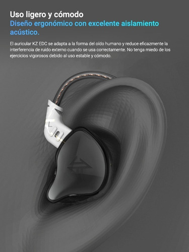 Imagen 4 de 8 de Auriculares In-ear Kz Edc 1dd Con Microfono Cable Fijo Ofc