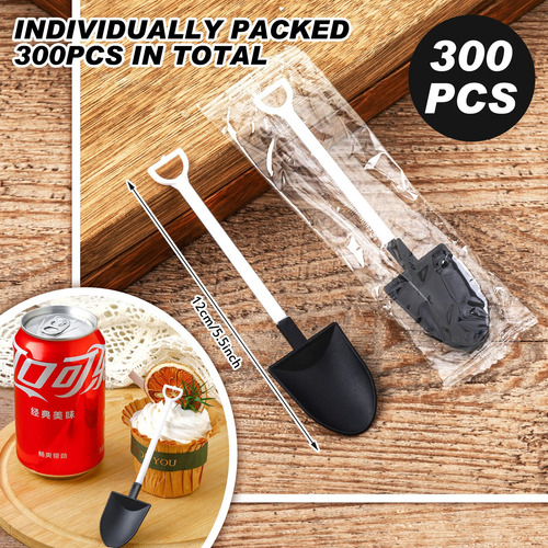 Paquete De 300 Mini Cucharas De Plástico Negras Para Postres