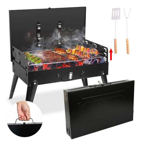 Asador Parrilla Carbón Portátil Plegable Barbacoa Caja Camp