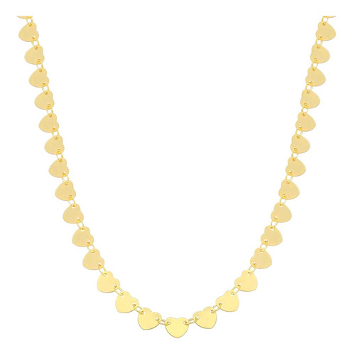 Colar Choker Corações Lado A Lado Banhado Ouro