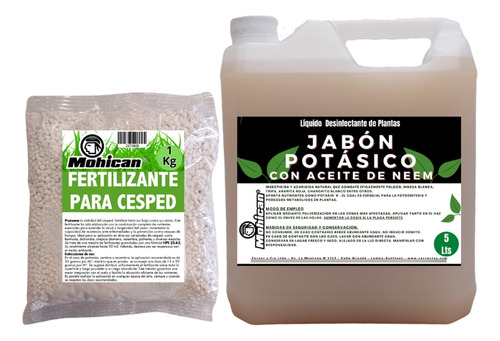 Promo Jabón Potásico Aceite Neem 5lts + Ferti Cesped 1kg