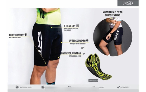 Imagem 4 de 6 de Bretelle Elite Forro Gel Ert Team Amarelo Ciclismo