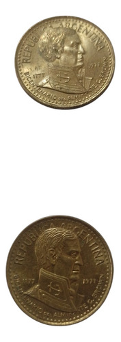 2 Monedas 5-10 Pesos 1977 Bicentenario Almirante G. Brown