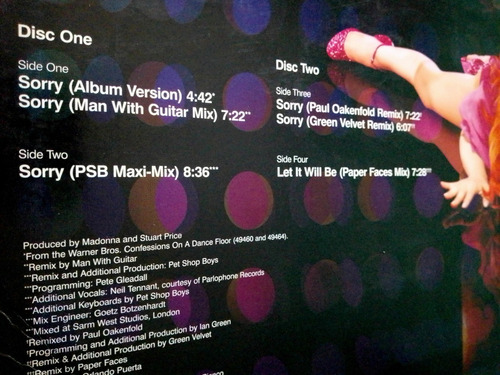 Madonna Sorry (remixes) Vinil Double Maxi Single Dj 90´s 42 (Usado)