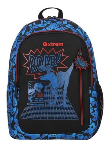 Mochila Xtrem Logan 312 School Backpack Black Dino