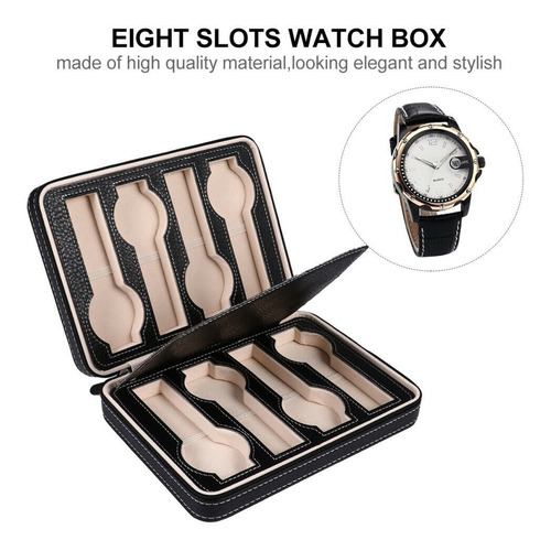 Imagen 6 de 6 de Caja Organizadora 8 Relojes Portable Cuero De Lujo Rolex