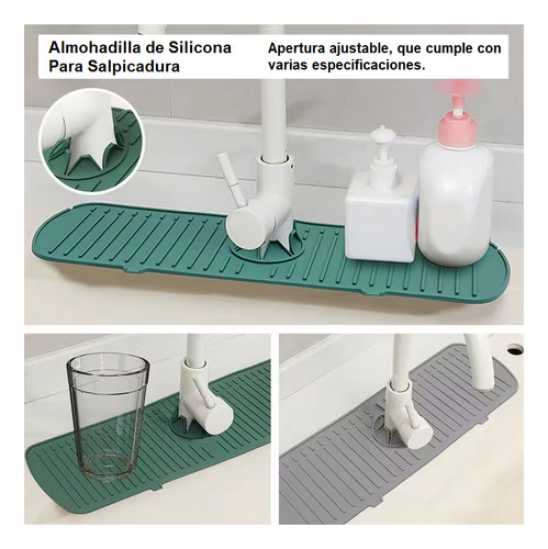 Tapete Silicona Escurridor Grifo Cocina Protector Fregadero Verde