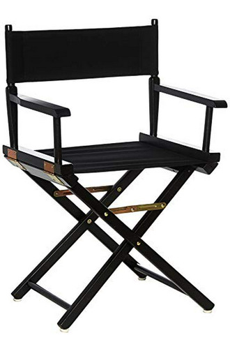 18 'silla De Director Marco Negro Con Lona Negra.