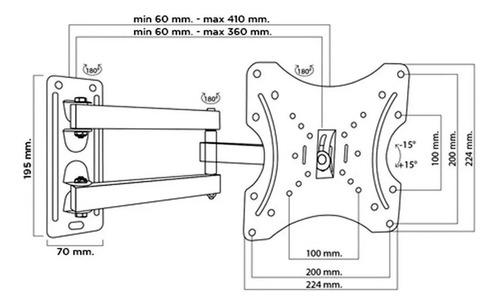 Imagen 2 de 6 de Soporte Móvil Tv Led Lcd 14 18 20 24 29 32 40 42 55 Brazos