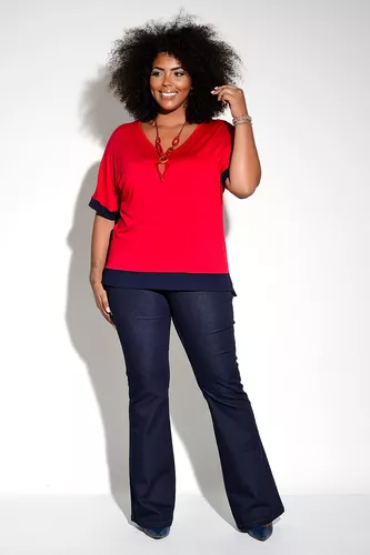 Calça Plus Size Wide Leg Jeans - Mania Brasil Moda Plus Size