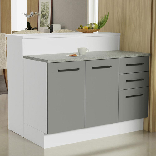 Isla Cocina Con Encimera Y Mostrador Madesa Agata 120cm Mg 1 Color Blanco/Gris