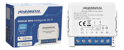 Interruptor Wi-fi Mini 2 Canais Nova Digital Ms104b Tuya