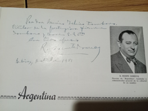 Libro Argentina Edicion 1945 Monte Domecq (Usado)