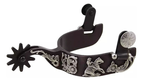 Espora Partrade Cowboy Tack Floral Rédeas Preto